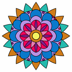 Abstract decorative colorful mandala on white background