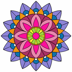 Abstract decorative colorful mandala on white background