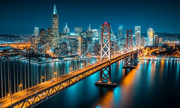 san francisco city skyline at night
