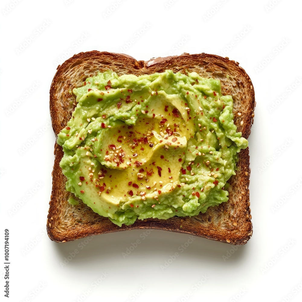 Canvas Prints Creamy avocado spread on whole grain toast. This visually appealing dish showcases a healthy and vibrant breakfast option. Perfect for food photography and dietary inspiration. AI