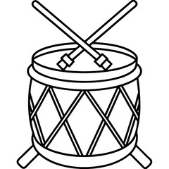 Minimalist Drum Outline with Crossed Drumsticks Symbol of the Little Drummer Boy