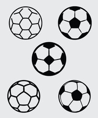 soccer ball and football vector on white background