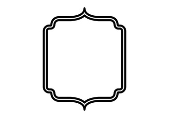 Cartel de marco negro elegante y curvo con fondo blanco
