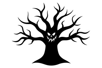 Dead tree silhouette icon vector. Dryness tree silhouette for icon, symbol or sign. Spooky tree icon for nature landscape, illustration or halloween