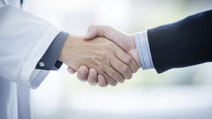 Two professionals shaking hands in agreement, representing collaboration and trust in a business environment.