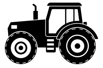 A tractor icon silhouette vector on white background.	