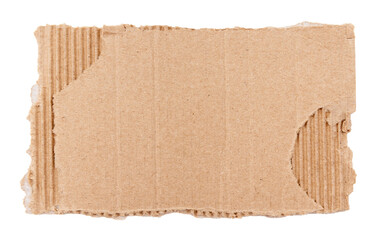 Piece of torn cardboard on a white background. Torn cardboard isolate