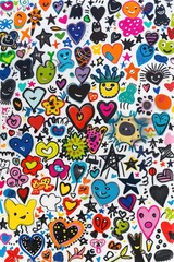 Naklejka premium A collection of colorful stickers arranged on a white background, great for decoration or design projects