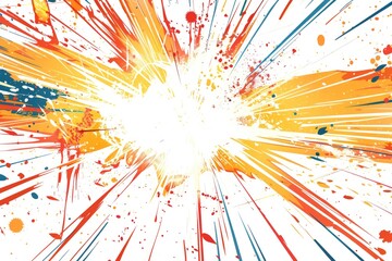 A colorful explosion of paint splatters on a white background, great for design and creative projects