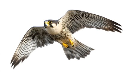 Peregrine Falcon Bird Flying on White Background, Photo Realistic, Wallpaper, Cover and Screen for Smartphone, PC, Laptop, 9:16 and 16:9 Format