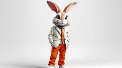 A stylish anthropomorphic rabbit in a suit, exuding charm and personality.