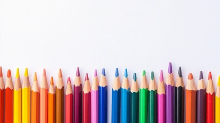 Pencils of different colors, school supplies on a white background
