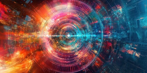 a colorful abstract background with a circular design