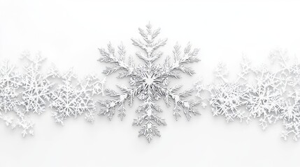 Intricate White Snowflakes on Minimalist Background for Winter and Holiday Themed Design