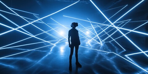 Obraz premium a person standing in a room with a light