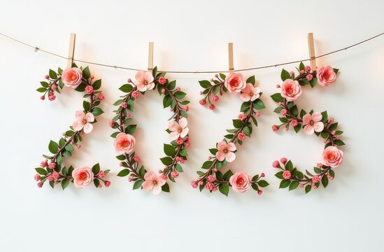 Numbers 2025 on the floral wall