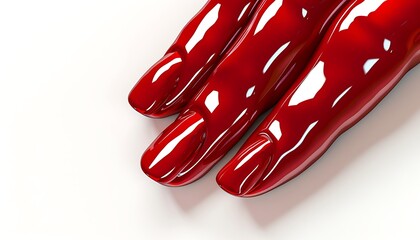 Polished red thumb with a high-gloss texture on a pure white background