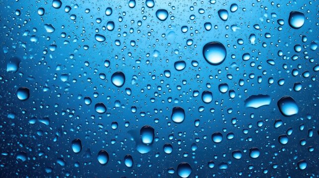 Water Droplets on Blue Background