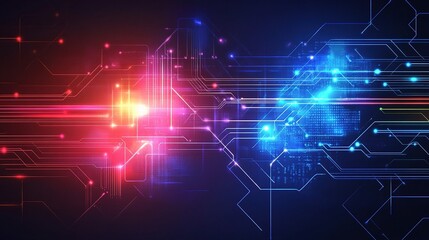 Obraz premium Vibrant Abstract Technology Background with Flowing Lines