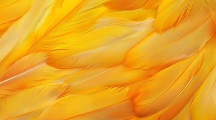 Obraz premium Bright yellow feathers arranged one on top of the other, creating the impression of softness and lightness. The texture of the feathers is highlighted by their sleek lines and details.