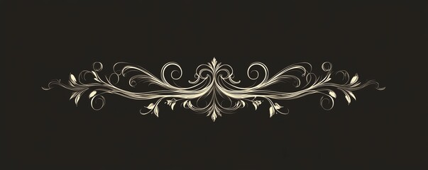 Elegant ornamental design with intricate swirls and leaves on a dark background. Perfect for invitations, borders, or graphic design elements.