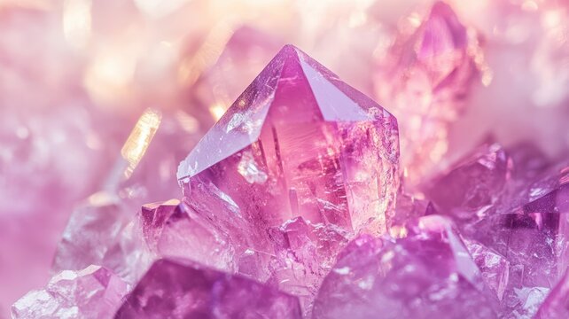 Detailed view of kunzite showcasing its soft pink and purple crystals in a macro shot.