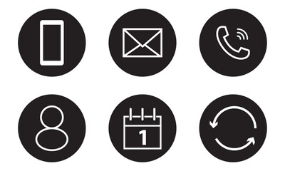 Web icon set. Web buttons. Website contact icons vector. Contacts icons. Editable Stroke