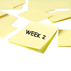 yellow sticky note "week 2"