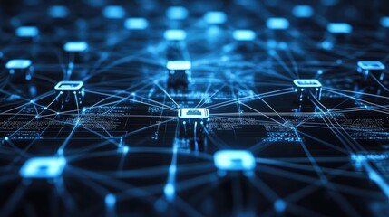 Obraz premium Dynamic Network of Internet and Information Technology - High-Tech Digital Connectivity and Data Exchange Visualization