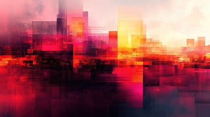 Obraz premium Abstract Glitched Digital Art Background with Distorted Effects and Artifacts