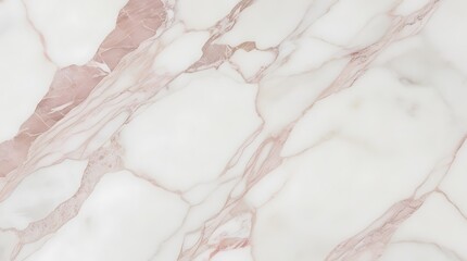 close up view of a marble surface, characterized by its smooth texture and polished finish, features a predominantly white base with intricate veining patterns in shades of pink and light brown