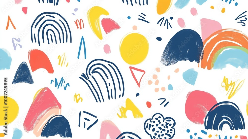 Poster a vibrant and playful abstract pattern featuring bold colors and shapes. perfect for adding a touch 