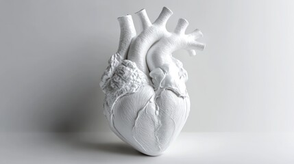Obraz premium White anatomical heart model isolated on a white background.
