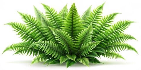 3D Rendered Lush Green Fern Bush, isolated on white background, 3D model, digital art, plant, nature , fern
