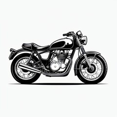 Obraz premium A stylized illustration of a classic motorcycle in black and white.