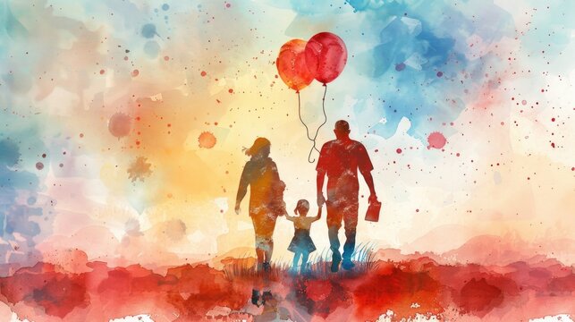 A scene of a man and a child holding hands, conveying a sense of trust and companionship