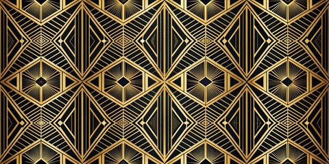 Art Deco Geometric Pattern, Black and Gold, Geometric Design, Abstract, Art Deco, Geometric Pattern, Pattern
