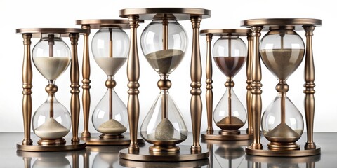 Fototapeta premium Elegant Bronze Hourglass Set, Timekeeper, Measurement, Sand Timer ,hourglass, time, antique