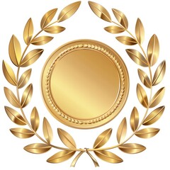 A golden medal surrounded by a laurel wreath, symbolizing achievement and honor