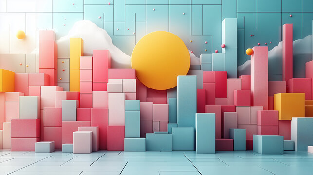 A geometric design showcasing monetary policy tools like interest rates and money supply in soft pastels.