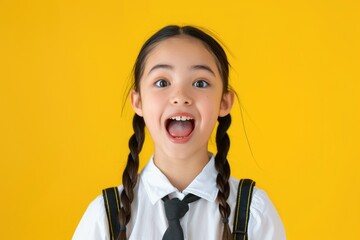 Young girl with braided hair making a playful expression