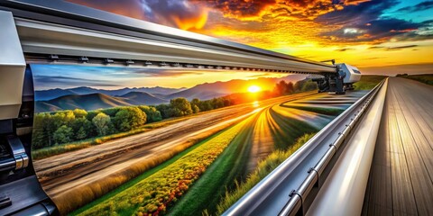 Large Format Printer Creating a Sunset Landscape, Digital Printing, Landscape Photography, Printing