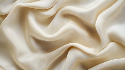 Obraz premium A close-up of the folds in cream-colored silk fabric, creating an elegant and luxurious background