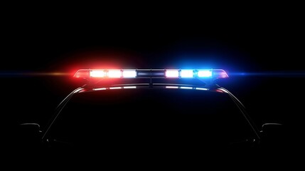 Realistic vector illustration of blue and red flashing sirens on emergency vehicles in darkness