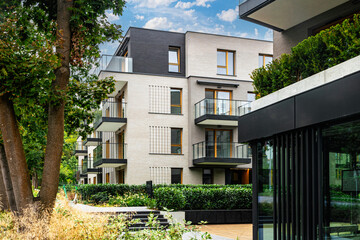 New houses construction. Residential house development	