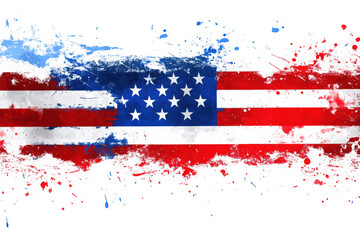 Watercolor American Flag with White Background