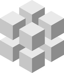 Cube logo, geometric vector design. Box logotype company, trendy tech emblem in pixel style.