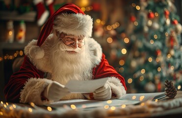Santa Claus is reading children letters
