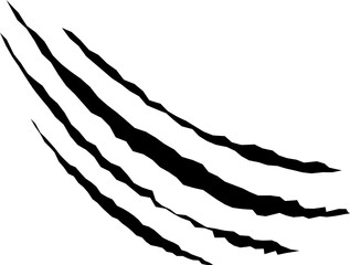 Claws scratches, animal monster mark design element, tattoo and decor for halloween. Black vector silhouette.