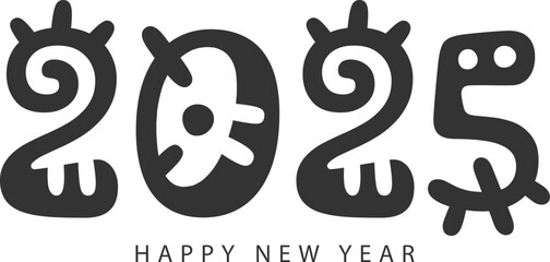 Happy New Year 2025 typography template calendar cover. Vector design for poster, banner, greeting card and invitation.